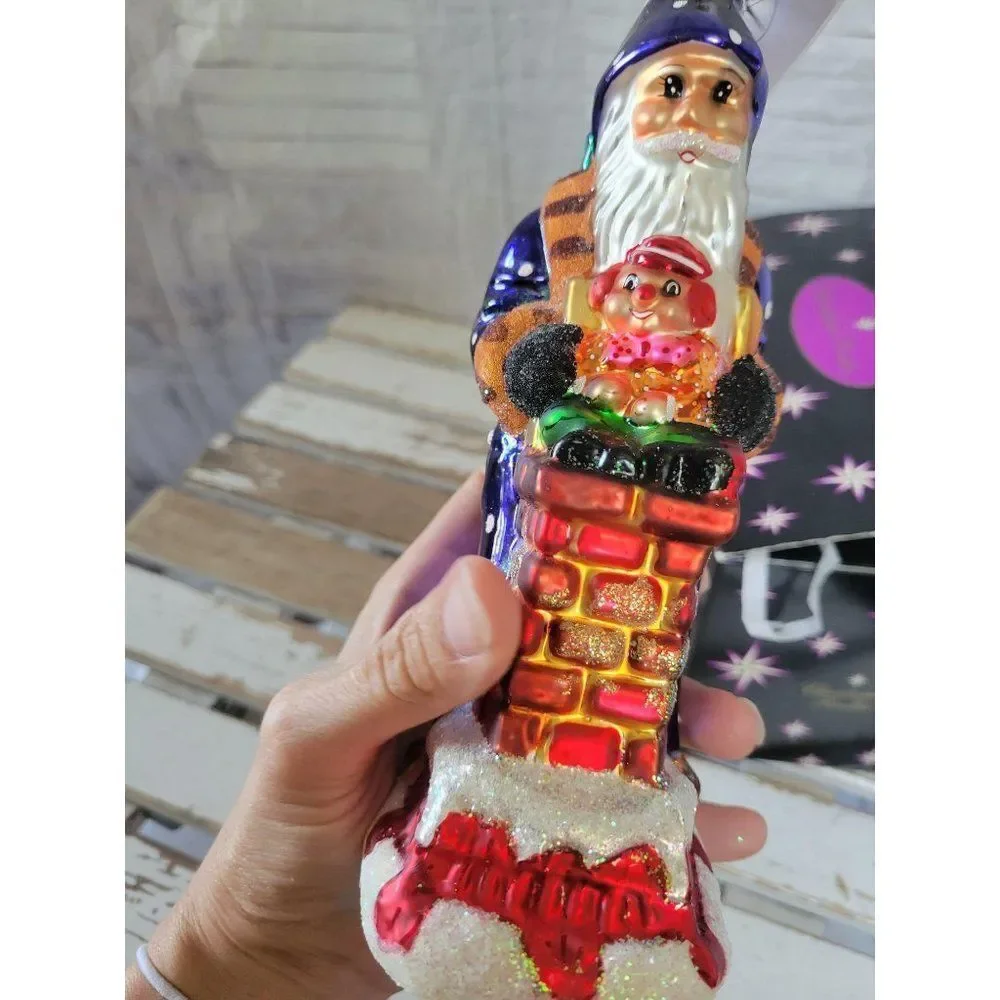 Radko chimney‎ sweets blue wizard Santa ornament Xm